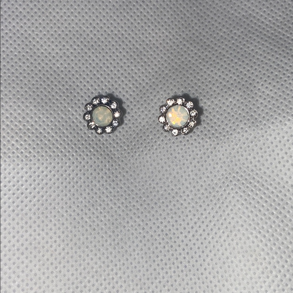 Silver and Opal Stud Earrings